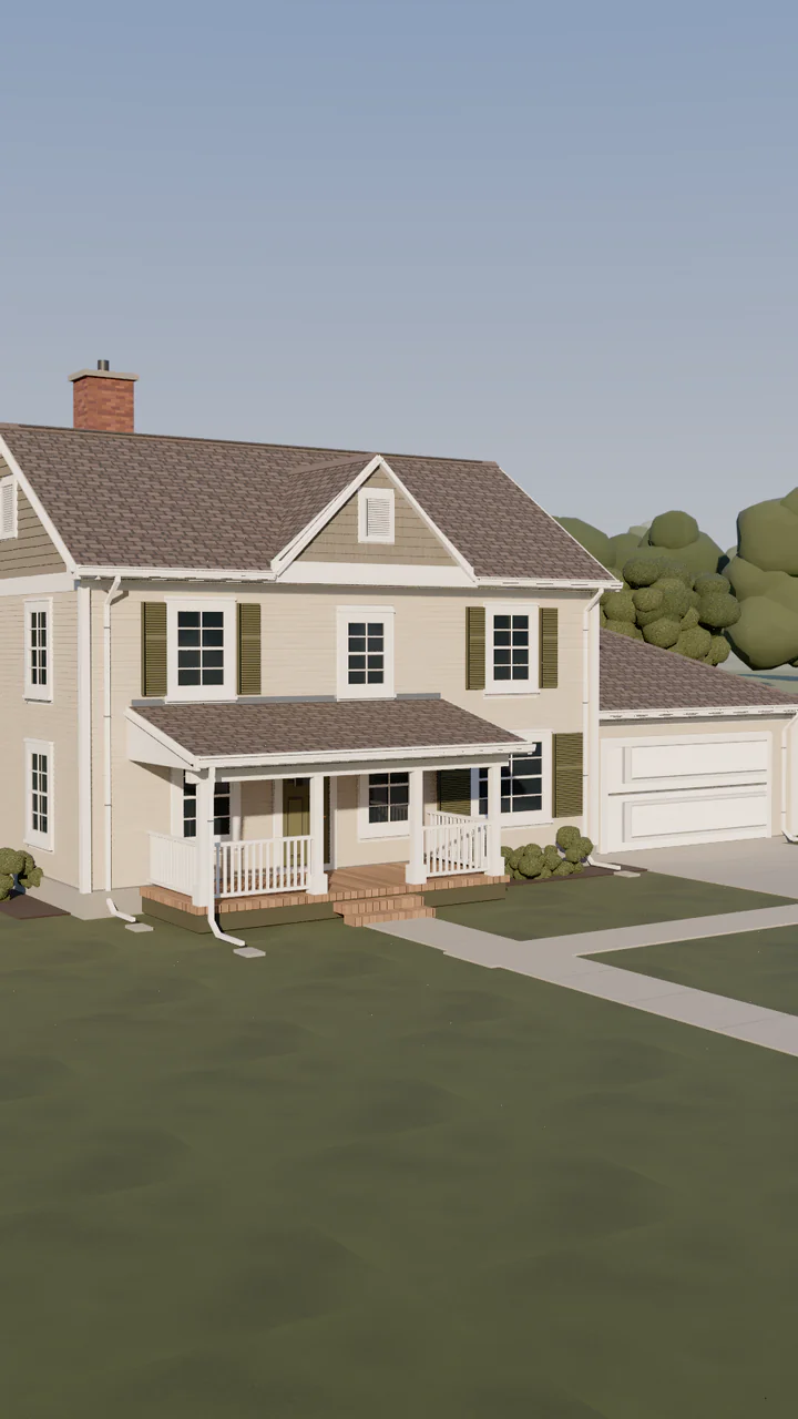 The finished house with new roof, siding and seamless gutters