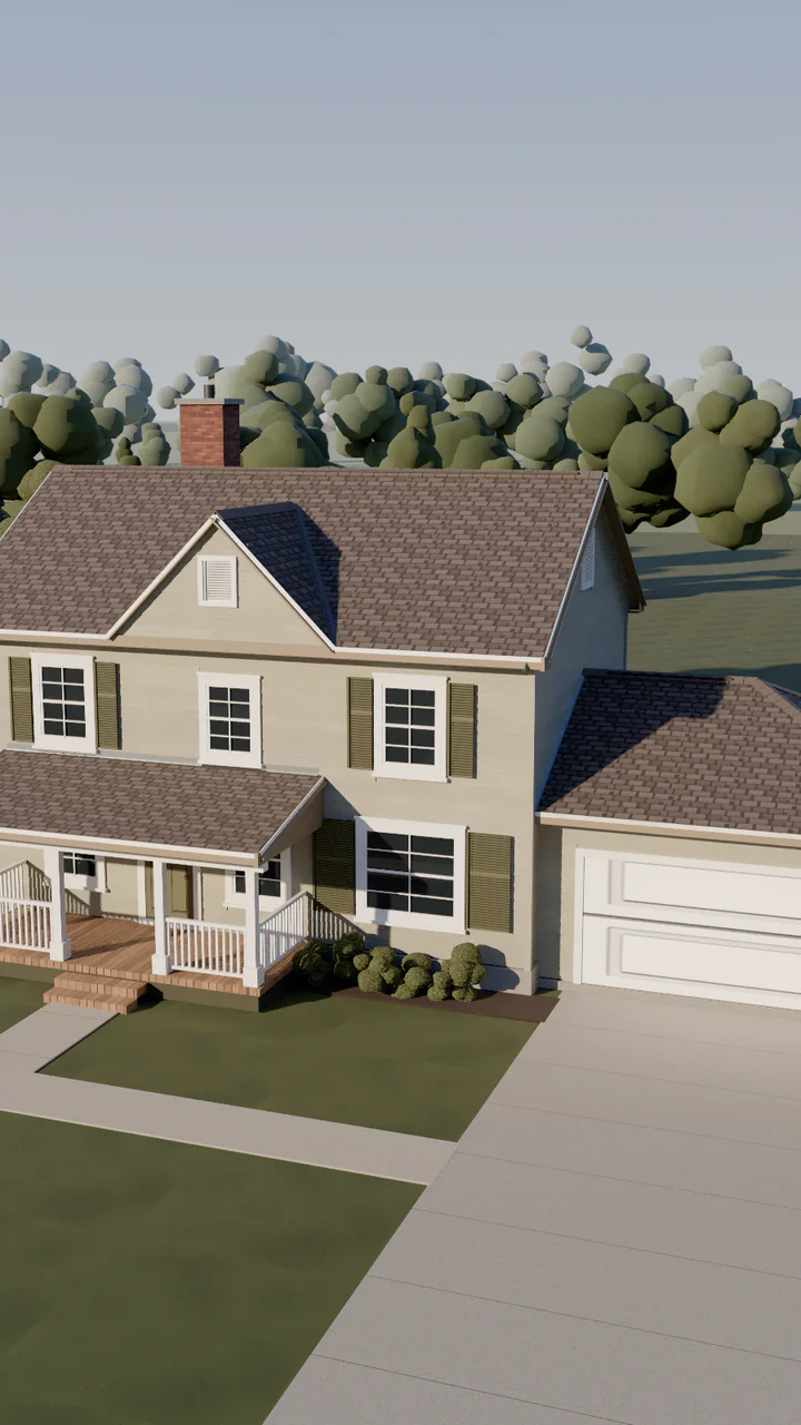 The house with its new architectural shingle roof finished